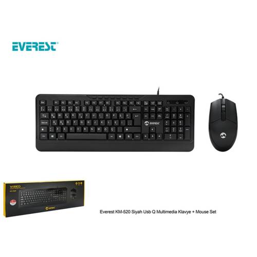Everest Km-520 Siyah Usb Q Multimedia Klavye+Mouse Set - 462223048 - 0